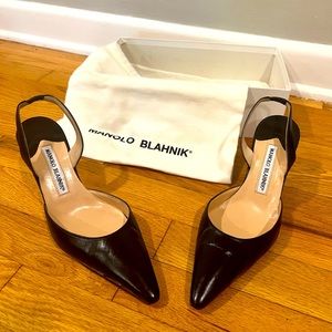 Manolo Blahnik Low-Heel Slingback Pumps